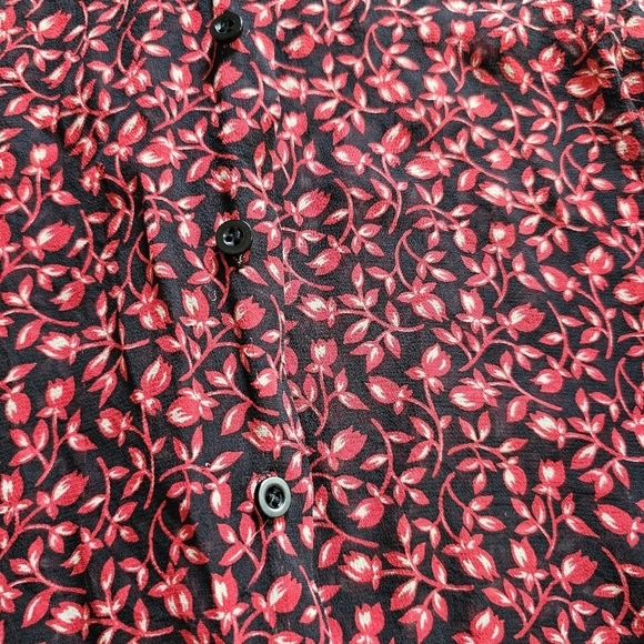 INC International Concepts silk mesh sheer floral office button-down shirt Sz 12 - Picture 2 of 5